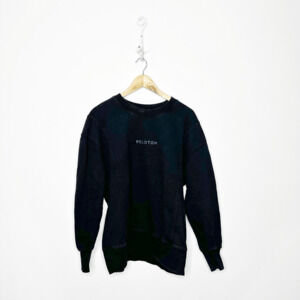 Peloton Women's Ribbed Side Pullover Black Sweatshirt spellout logo Medium